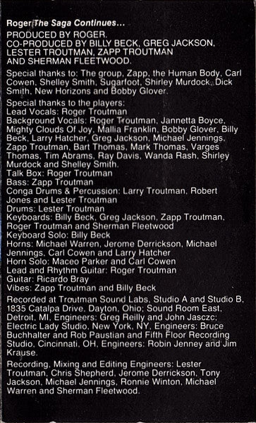 Roger Troutman : The Saga Continues... (Cass, Album)