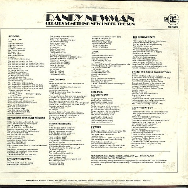 Randy Newman : Randy Newman (LP, Album, RP)