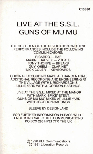 The KLF Featuring The Children Of The Revolution : 3 A.M. Eternal (Live At The S.S.L.) (Cass, Single)