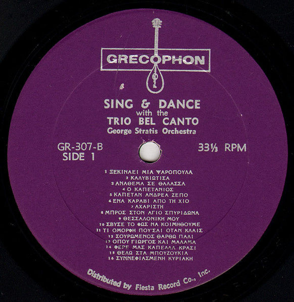 Trio Bel Canto : Sing & Dance To The Most Popular Greek Favorites (LP, Comp, Mono)