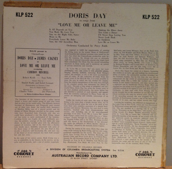 Doris Day : Love Me Or Leave Me (LP, Album)