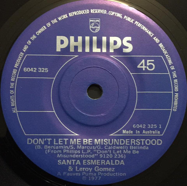 Santa Esmeralda & Leroy Gomez : Don't Let Me Be Misunderstood  (7", Single)