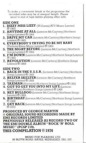 The Beatles : Rock 'N' Roll Music Vol 2 (Cass, Comp, Red)