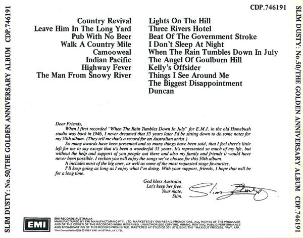 Slim Dusty : No.50 / The Golden Anniversary Album (CD, Comp)
